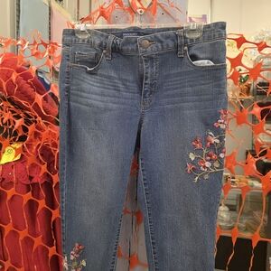 Indigo Women's Skinny Jeans with Floral Embroidery - Blue